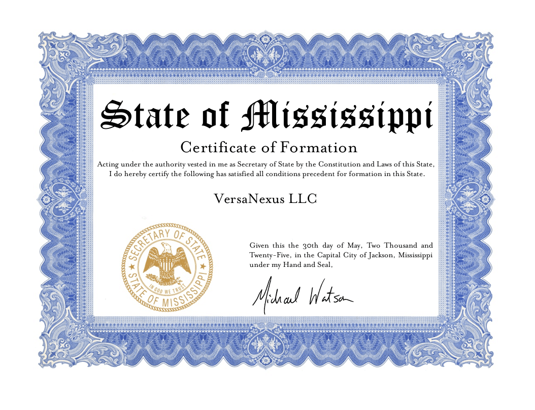 VersaNexus LLC Official Certificate of Formation